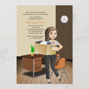 女性のオフィスまたは学校の従業員の退職の招待 招待状