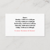 女性のカイロプラクターの名刺 名刺 (裏面)