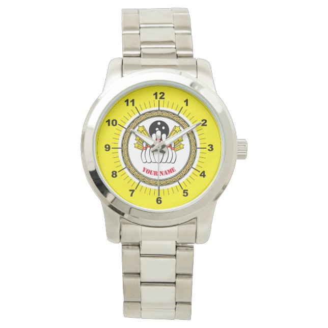 女性のカスタムボーリング（名前を追加）オーバーサイズウォッチ 腕時計 (正面)