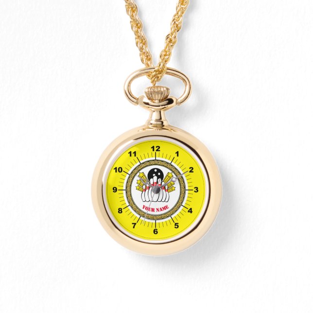 女性のカスタムボーリング（名前を追加）ラップアラウンドウォッチ 腕時計 (正面)