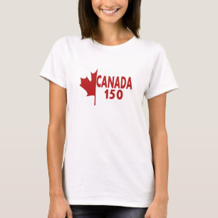 女性のカナダ150のTシャツ(赤で白い) Tシャツ