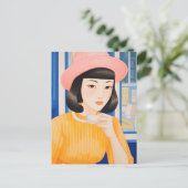 女性のカフェ ポストカード (スタンド正面)