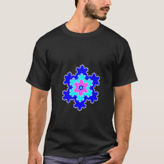 女性のカラフルなフラクタルコッホの雪の結晶パターンシャツ Tシャツ