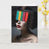 女性のカラフルTVヘッドすべての行事 カード (黄色い花)