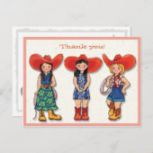 女性のカーボーイありがとう！カード ポストカード (正面/裏面)