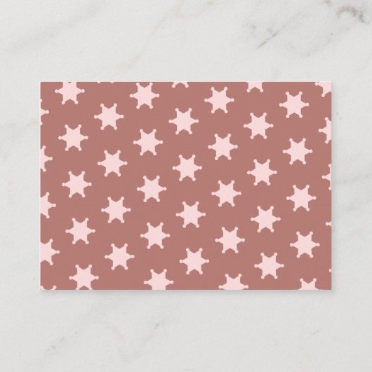 女性のカーボーイおむつラッフルカードピンクウェスタンテーマ エンクロージャーカード (裏面)