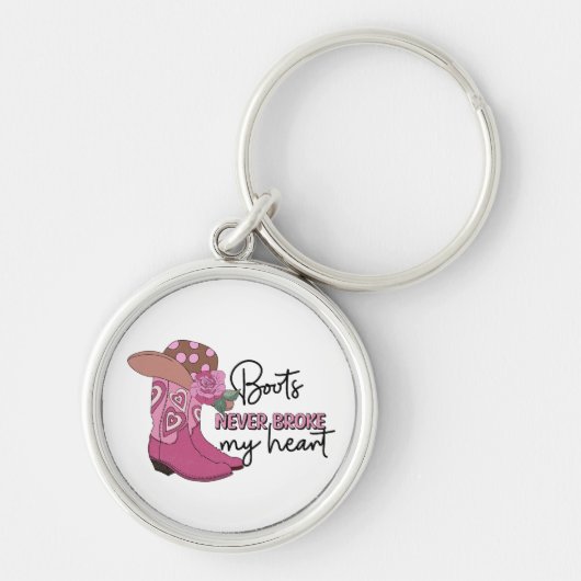 女性のカーボーイおもしろいブーツ壊れたハートウェスタンラインダンス キーホルダー (正面)