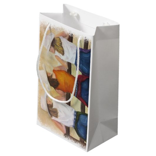 女性のカーボーイおもしろい スモールペーパーバッグ (裏面アングル)