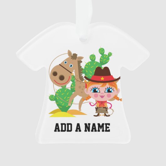女性のカーボーイおよび馬 オーナメント (正面)