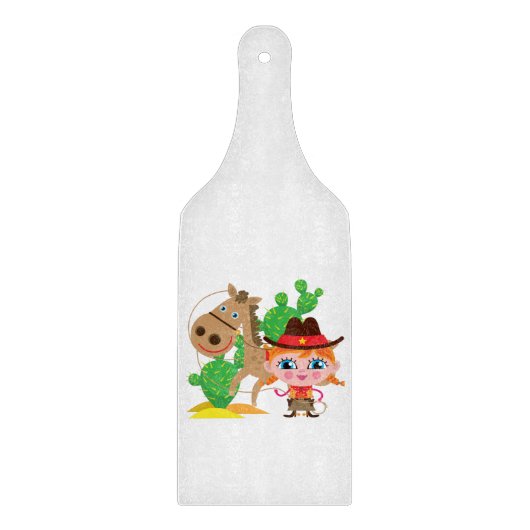 女性のカーボーイおよび馬 カッティングボード (正面)