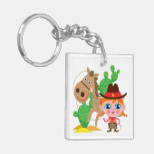 女性のカーボーイおよび馬 キーホルダー (正面左)