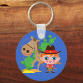 女性のカーボーイおよび馬 キーホルダー (正面)