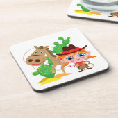 女性のカーボーイおよび馬 コースター (左側)