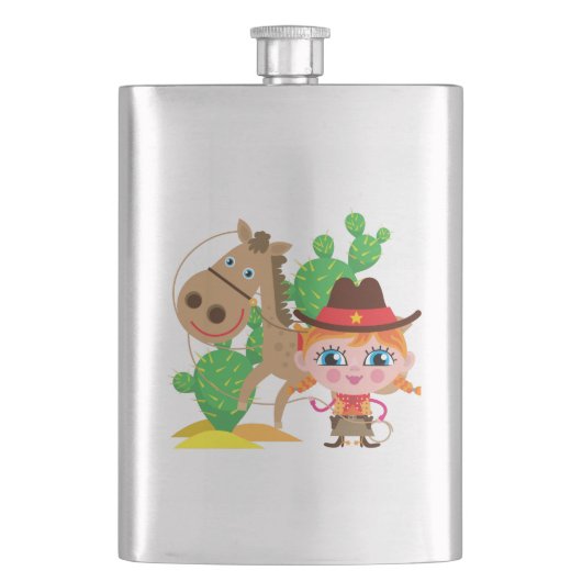 女性のカーボーイおよび馬 フラスク (正面)