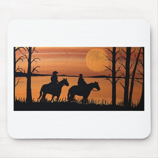 女性のカーボーイおよび馬 マウスパッド (正面)