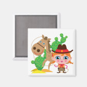 女性のカーボーイおよび馬 マグネット (正面/裏面)