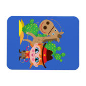 女性のカーボーイおよび馬 マグネット (横)