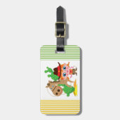 女性のカーボーイおよび馬 ラゲッジタグ (正面縦)