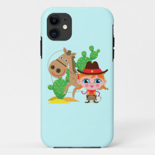 女性のカーボーイおよび馬 iPhone 11 ケース