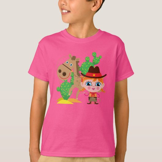 女性のカーボーイおよび馬 Tシャツ (正面)