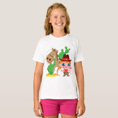 女性のカーボーイおよび馬 Tシャツ (正面フル)