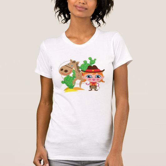 女性のカーボーイおよび馬 Tシャツ (正面)