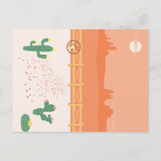 女性のカーボーイかわいらしと馬の誕生日パーティー インビテーションポストカード (裏面)