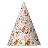 女性のカーボーイかわいらしと馬の誕生日パーティー パーティーハット (裏面)