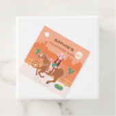 女性のカーボーイかわいらしと馬の誕生日パーティー フェイバータグ (インサイチュ)