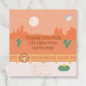 女性のカーボーイかわいらしと馬の誕生日パーティー フェイバータグ (裏面)