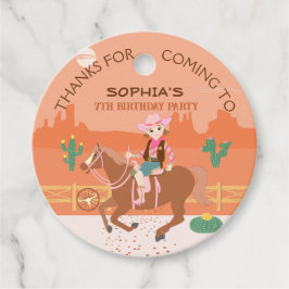 女性のカーボーイかわいらしと馬の誕生日パーティー フェイバータグ