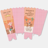 女性のカーボーイかわいらしと馬の誕生日パーティー フェイバーボックス (見開き)