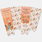 女性のカーボーイかわいらしと馬の誕生日パーティー フェイバーボックス (見開き)