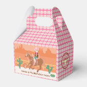 女性のカーボーイかわいらしと馬の誕生日パーティー フェイバーボックス (裏面サイド)