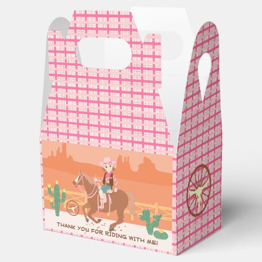 女性のカーボーイかわいらしと馬の誕生日パーティー フェイバーボックス (オープン)