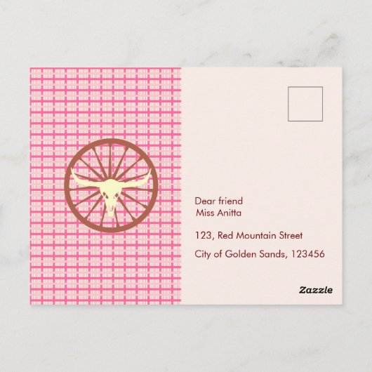 女性のカーボーイかわいらしと馬の誕生日パーティー ポストカード (裏面)