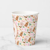 女性のカーボーイかわいらしと馬の誕生日パーティー 紙コップ (裏面)