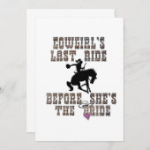 女性のカーボーイが花嫁になる前に最後に乗ること 招待状 (正面/裏面)