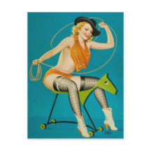 女性のカーボーイが馬のピンアップ