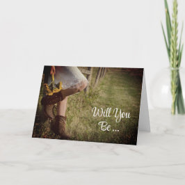 女性のカーボーイとひまわりの花が私の花嫁になる 招待状