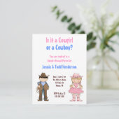 女性のカーボーイとカウボーイのジェンダーリビールパーティの招待状 招待状 (スタンド正面)