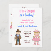 女性のカーボーイとカウボーイのジェンダーリビールパーティの招待状 招待状 (正面/裏面)