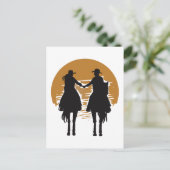 女性のカーボーイとカウボーイ ポストカード (スタンド正面)