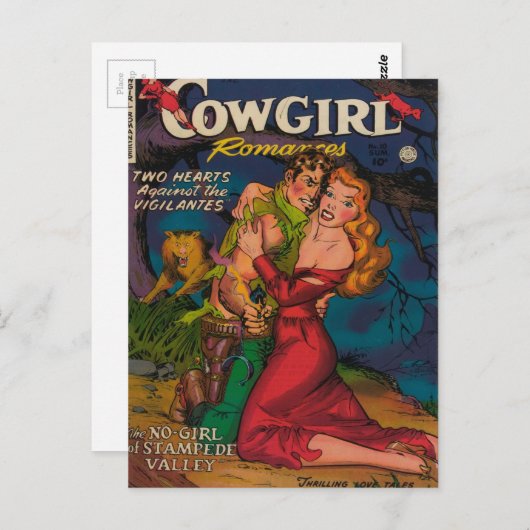女性のカーボーイとカウボーイ ポストカード (正面/裏面)
