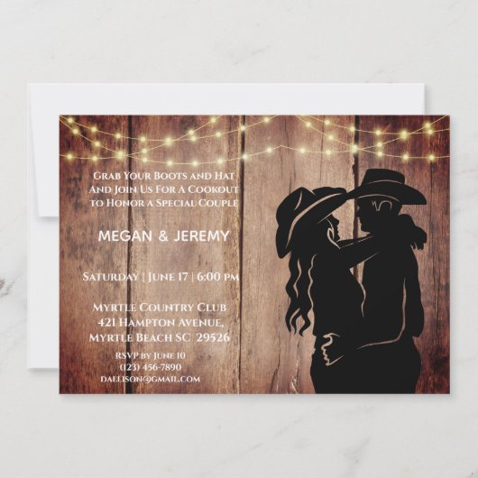 女性のカーボーイとカウボークックアウト/BBQ招待状 招待状 (正面)