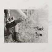 女性のカーボーイとヒマワリ国結婚式 ポストカード (正面)