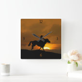 女性のカーボーイと乗馬カントリーウェスタン スクエア壁時計 (ホーム)