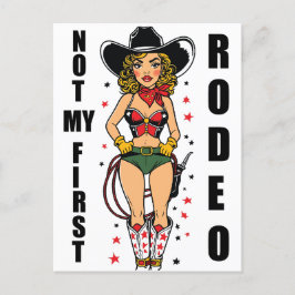 女性のカーボーイと引用文Not My First Rodeo ポストカード