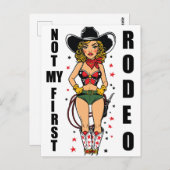 女性のカーボーイと引用文Not My First Rodeo ポストカード (正面/裏面)