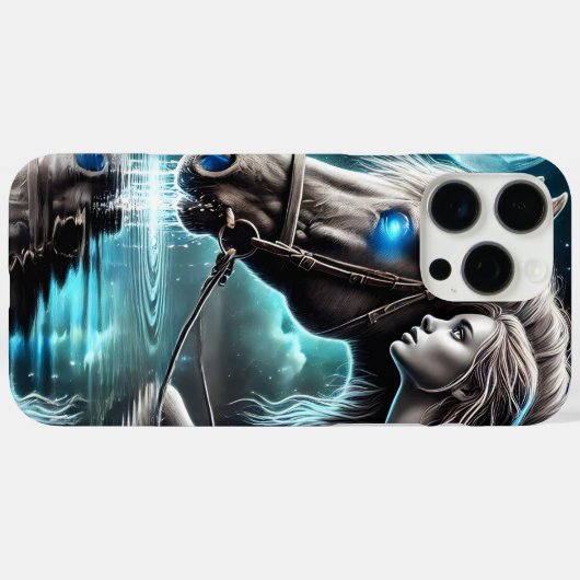 女性のカーボーイと馬が月に照らされた瞬間を共有 Case-Mate iPhoneケース (裏面 (横))